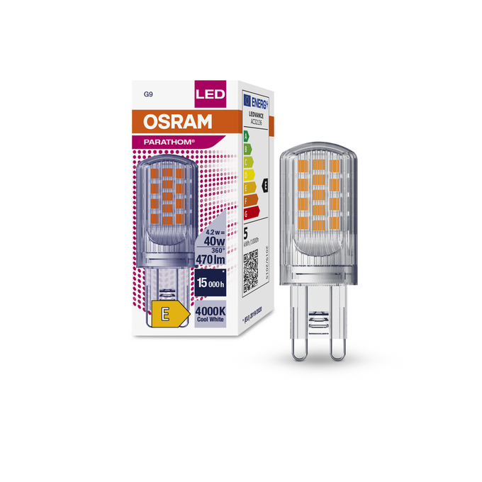 LED PIN 40 300° P 4.2W 840 Clear G9 Combo Shot = Product Beauty Shot + Packaging Image