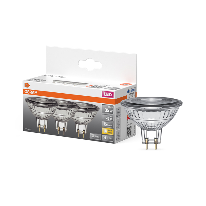 LED Star MR 16 35 36° 3.8W 827 GU5.3 Fotografie combinată = Fotografiede prezentare + Imagine cu ambalaj