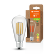 LED Classic Edison 60 Filament Energy efficiency class A S 4W 830 Clear E27 Fotografie combinată = Fotografiede prezentare + Imagine cu ambalaj (thumbnail)