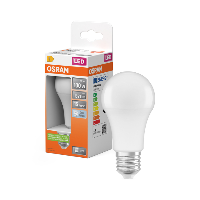 LED Star Classic A 100 13W 840 Frosted E27 Fotografie combinată = Fotografiede prezentare + Imagine cu ambalaj