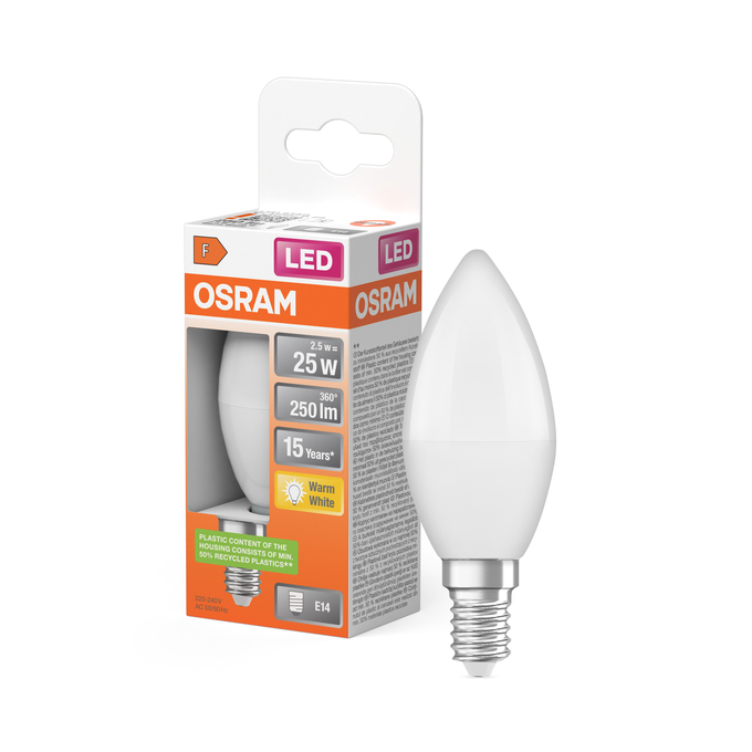 LED Star Classic B 25 2.5W 827 Frosted E14 Kombinirani snimak = Slika proizvoda + slika pakiranja