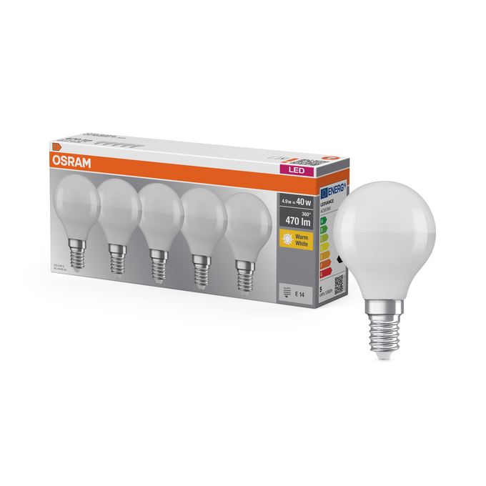 LED Base Classic P 40 4.9W 827 Frosted E14 Kombinirani snimak = Slika proizvoda + slika pakiranja