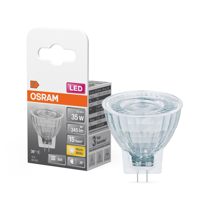 LED Star MR11 35 36° 3.5W 827 GU4 Fotografie combinată = Fotografiede prezentare + Imagine cu ambalaj