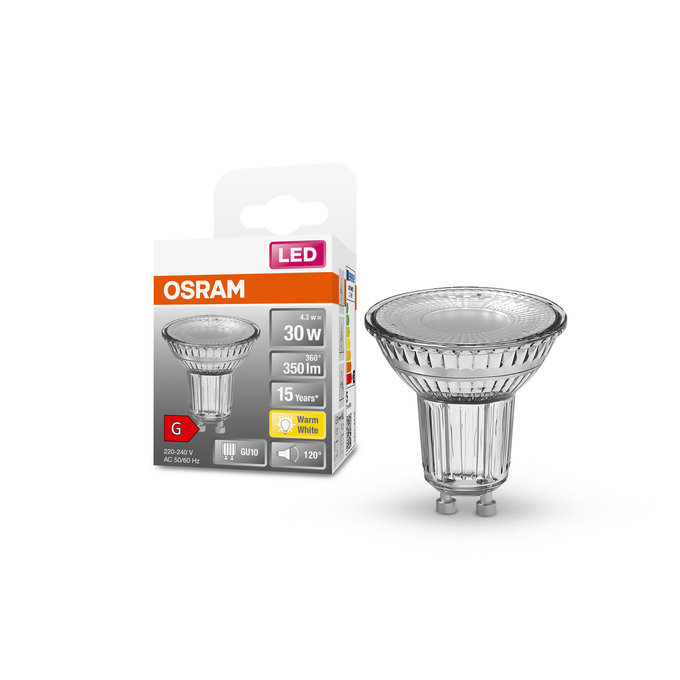 LED Star PAR16 50 120° 4.3W 827 GU10 Fotografie combinată = Fotografiede prezentare + Imagine cu ambalaj