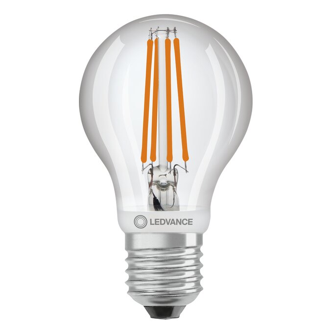 LED Classic A 60 Filament Motion Sensor S 7.3W 827 Clear E27 white, upright, LEDVANCE logo