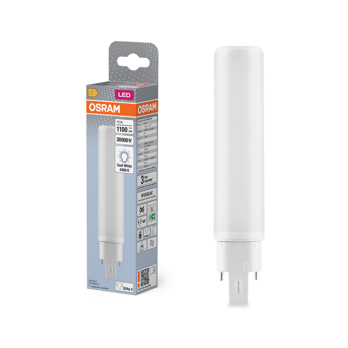 DULUX LED D/E26 HF & AC MAINS 10W 840 G24Q-3 Fotografie combinată = Fotografiede prezentare + Imagine cu ambalaj
