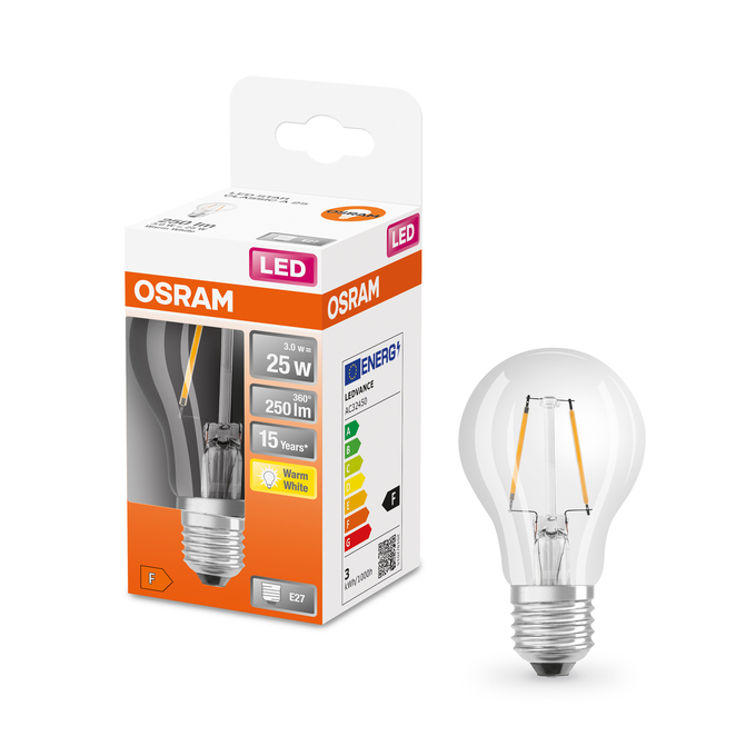 ST CLAS A 25  2.5 W/2700 K E27  Combo Shot = Product Beauty Shot + Packaging Image