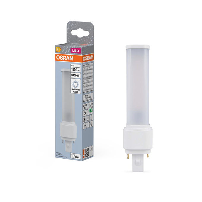 DULUX LED D26 EM & AC MAINS 9W 840 G24D-3 Fotografie combinată = Fotografiede prezentare + Imagine cu ambalaj