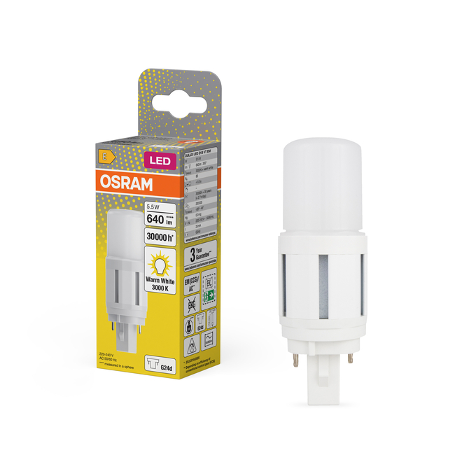 DULUX LED D13 VT EM & AC MAINS 5.5W 830 G24D Fotografie combinată = Fotografiede prezentare + Imagine cu ambalaj