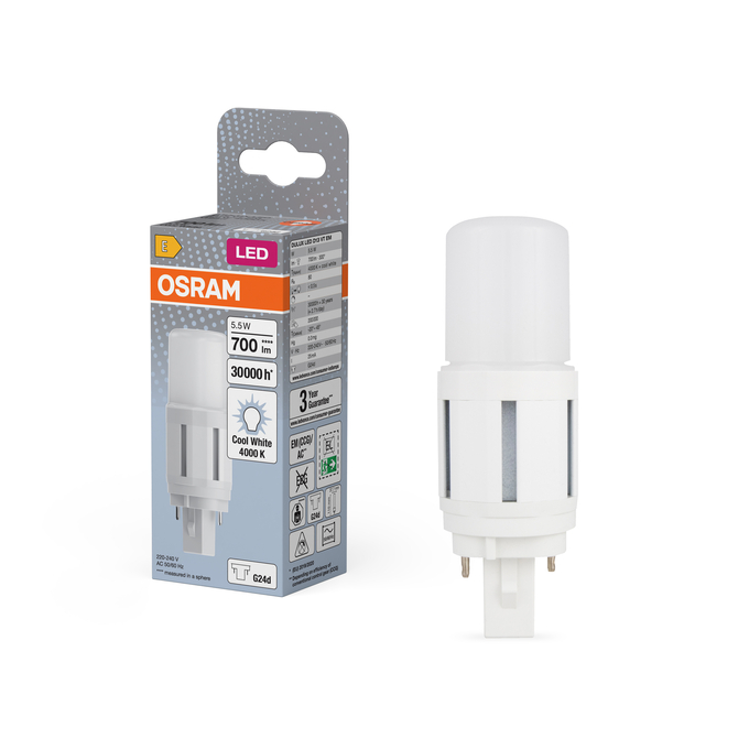 DULUX LED D13 VT EM & AC MAINS 5.5W 840 G24D Fotografie combinată = Fotografiede prezentare + Imagine cu ambalaj