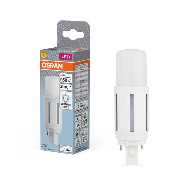 DULUX LED D18 VT EM & AC MAINS 7.5W 840 G24D Fotografie combinată = Fotografiede prezentare + Imagine cu ambalaj