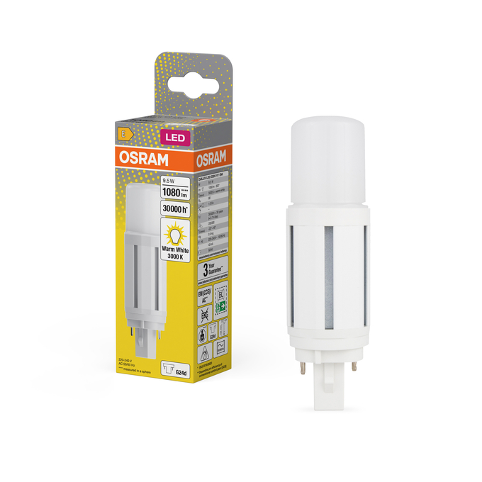 DULUX LED D26 VT EM & AC MAINS 9.5W 830 G24D Fotografie combinată = Fotografiede prezentare + Imagine cu ambalaj