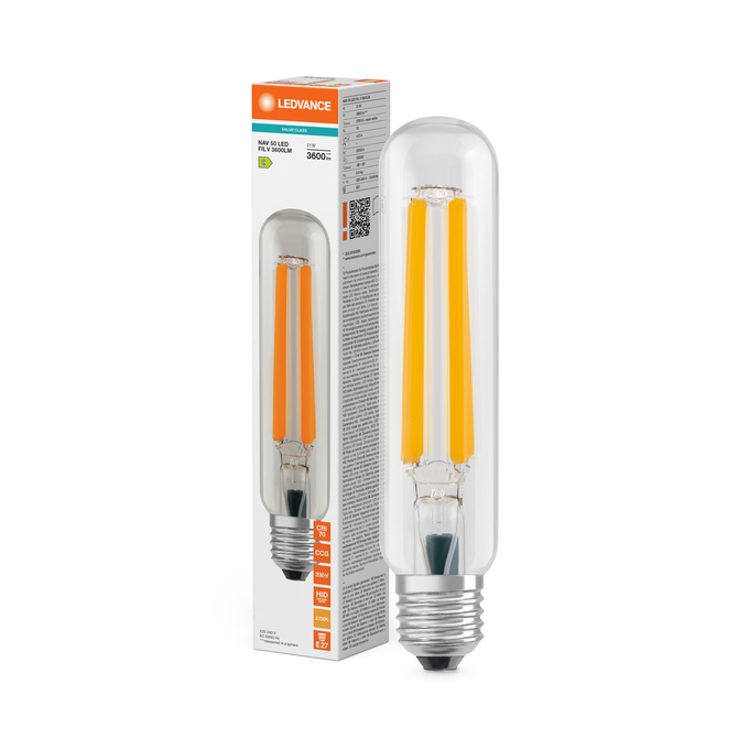 NAV 50 LED FILAMENT VALUE 3600LM 21W 727 E27 Fotografie combinată = Fotografiede prezentare + Imagine cu ambalaj