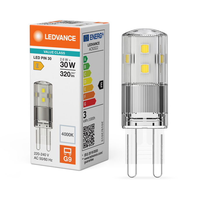 LED PIN 30 300° V 2.6W 840 Clear G9 Kombinirani snimak = Slika proizvoda + slika pakiranja