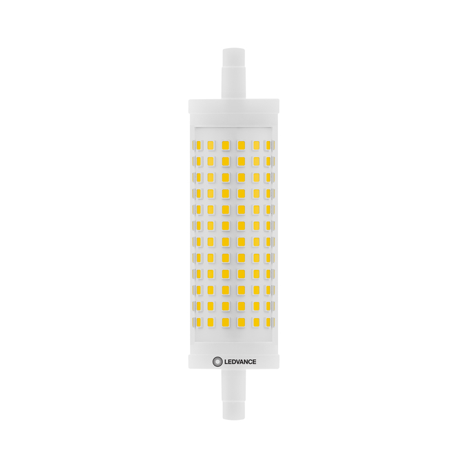 LED Line 118 150 300° V 18.2W 827 Clear R7s white, upright, LEDVANCE logo