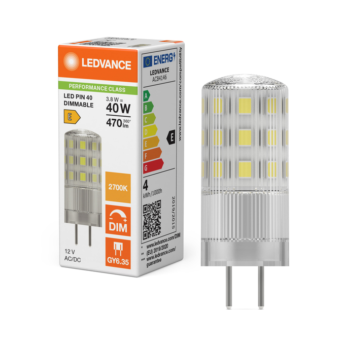 LED PIN 40 320° DIM P 3.8W 827 Clear GY6.35 