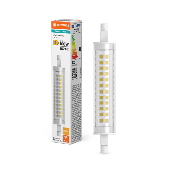 LED Slim Line 118 100 300° V 12W 827 Clear R7s Kombinirani snimak = Slika proizvoda + slika pakiranja