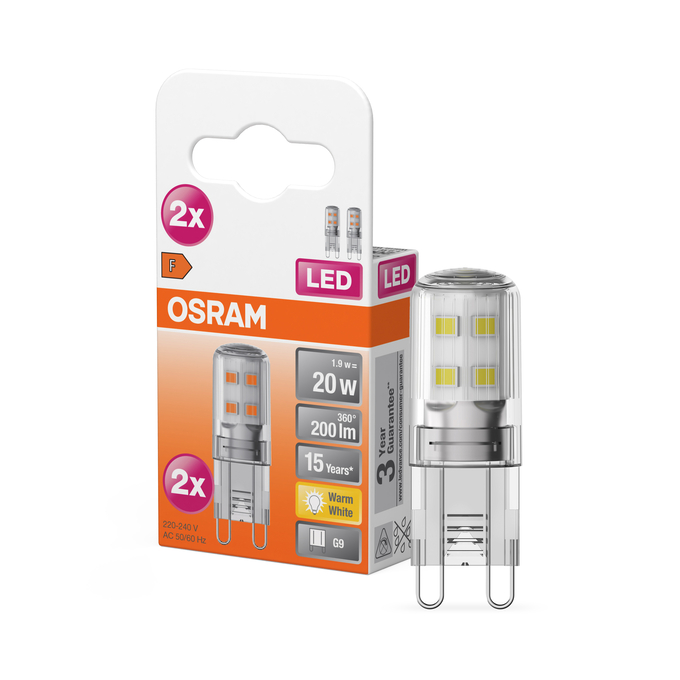 LED PIN 20 300° 1.9W 827 Clear G9 Kombinirani snimak = Slika proizvoda + slika pakiranja