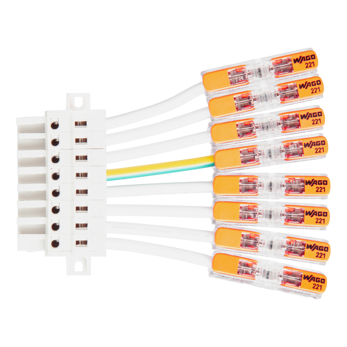 TRUSYS FLEX FEED IN CONNECTOR 8P  white, top view