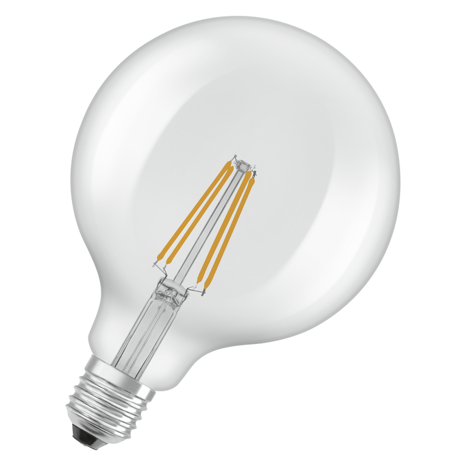 LED Classic Globe 125 60 Filament V 5.9W 827 Clear E27 white, diagonal