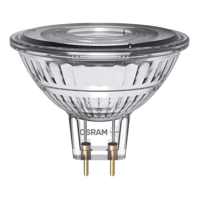 LED Star MR 16 35 36° 3.8W 827 GU5.3 white, upright, OSRAM logo