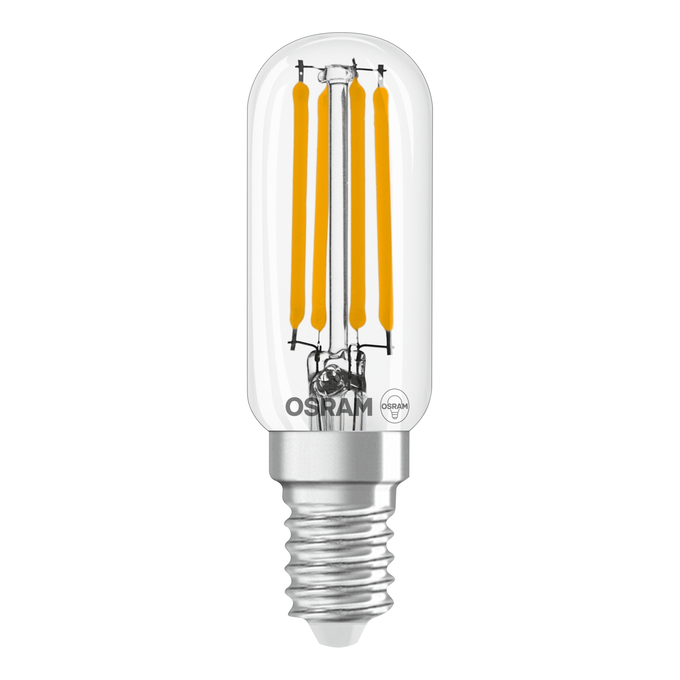 LED Special T26 55 300° Filament 5.9W 840 Clear E14 white, upright, OSRAM logo