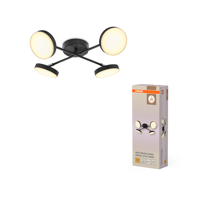 Decor Spot Moon 4Spot Cross 21W 830 Black Kombinirani snimak = Slika proizvoda + slika pakiranja