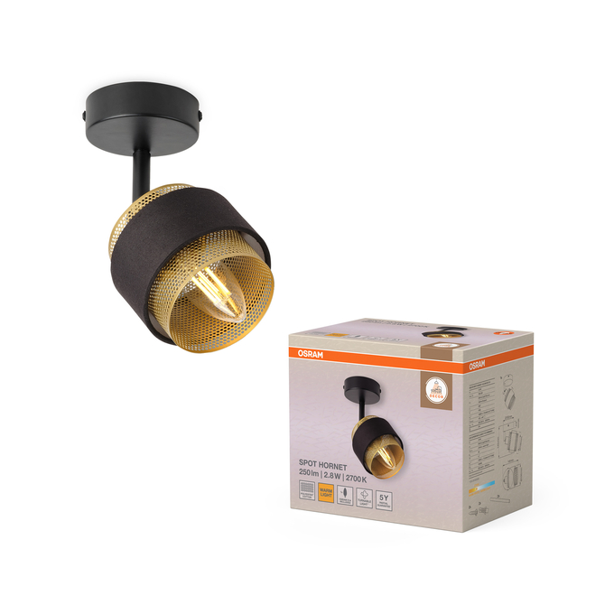 Decor Spot Hornet 1X2.8W 827 E14 Black Kombinirani snimak = Slika proizvoda + slika pakiranja
