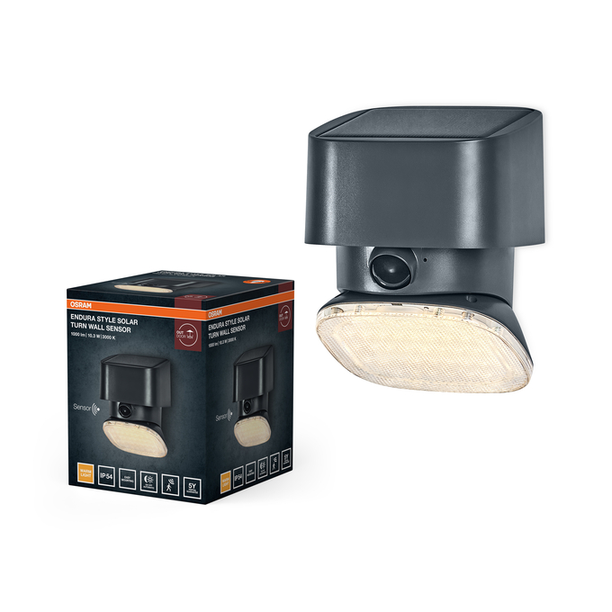 ENDURA Style Solar Turn Sensor Wall IP54 Dark Grey Kombinirani snimak = Slika proizvoda + slika pakiranja