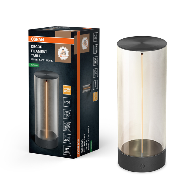 ENDURA Style Decor Filament Table USB IP54 Kombinirani snimak = Slika proizvoda + slika pakiranja