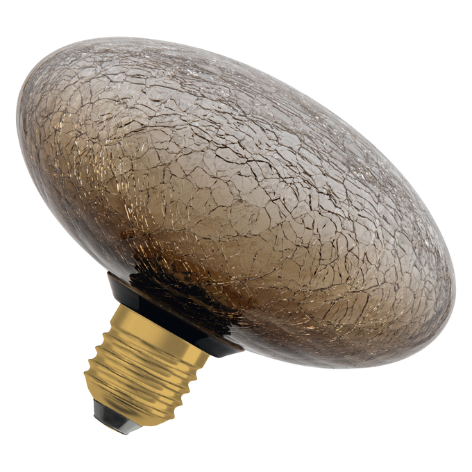 1906 DECOR LED FLAT LAMP 3.5W 827 E27 Non-DIM  IN CRACKED GLASS FLATTENED BROWN