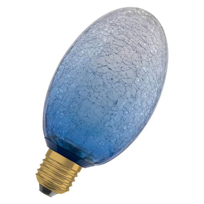 1906 DECOR LED FLAT LAMP 3.5W 827 E27 Non-DIM  IN CRACKED GLASS LONG BLUE 