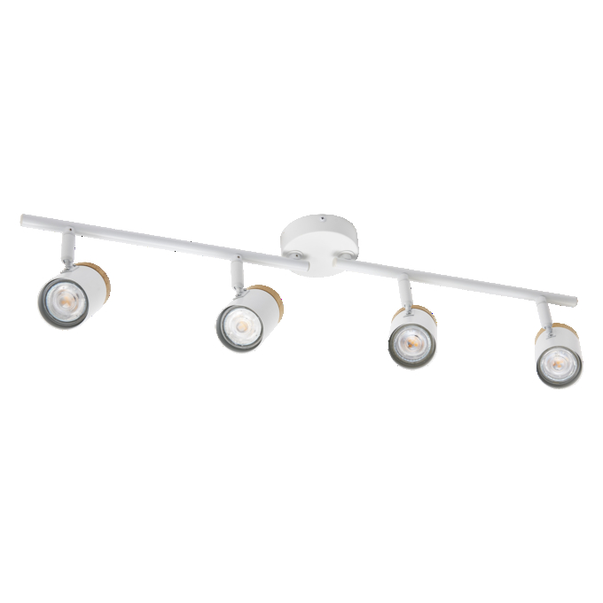 LED Spot Stamp 4xGU10 White and Wood white, upright, alternat