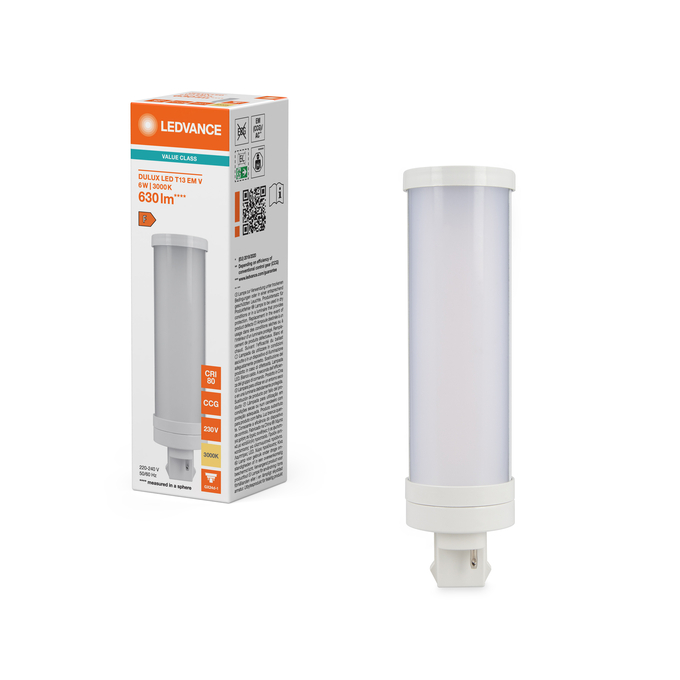 DULUX LED T13 EM & AC MAINS VALUE 6W 830 GX24D-1 Kombinirani snimak = Slika proizvoda + slika pakiranja