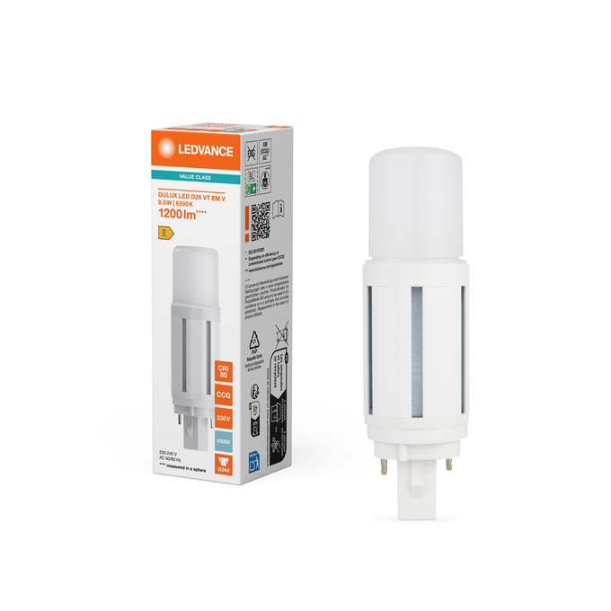 DULUX LED D26 VT EM & AC MAINS VALUE 9.5W 865 G24D Kombinirani snimak = Slika proizvoda + slika pakiranja