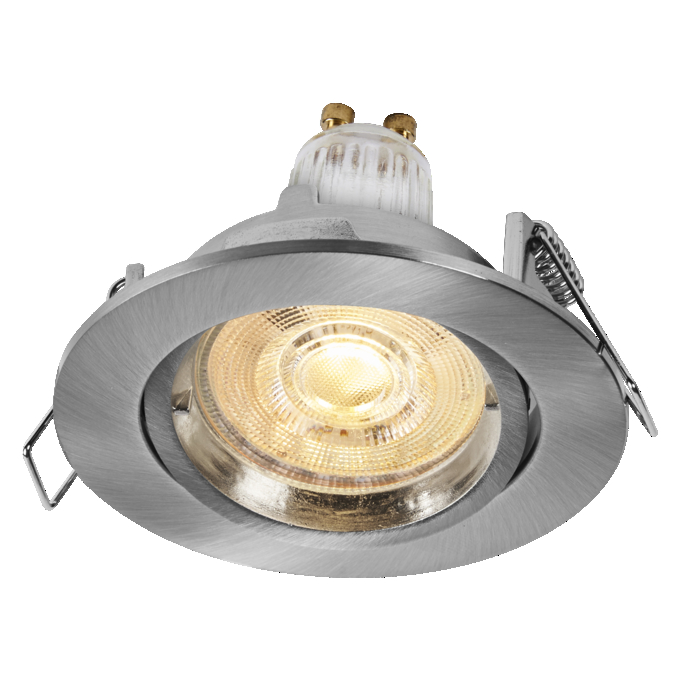 Spot Set Recess Twistlock GU10 Adjustable 2.6W 827 Satin Nickel white, upright, sw. on
