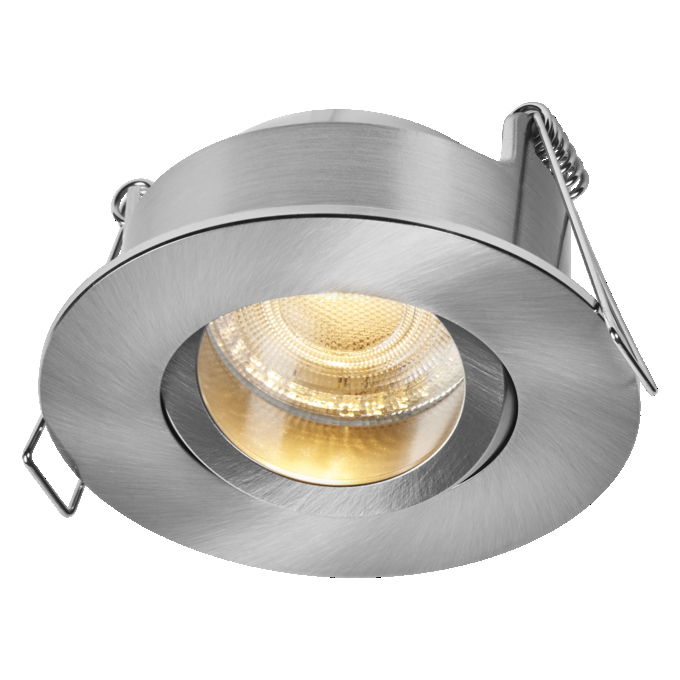 Spot Set Recess GU10 IP65 Press 4.5W 827 Satin Nickel white, upright, sw. on