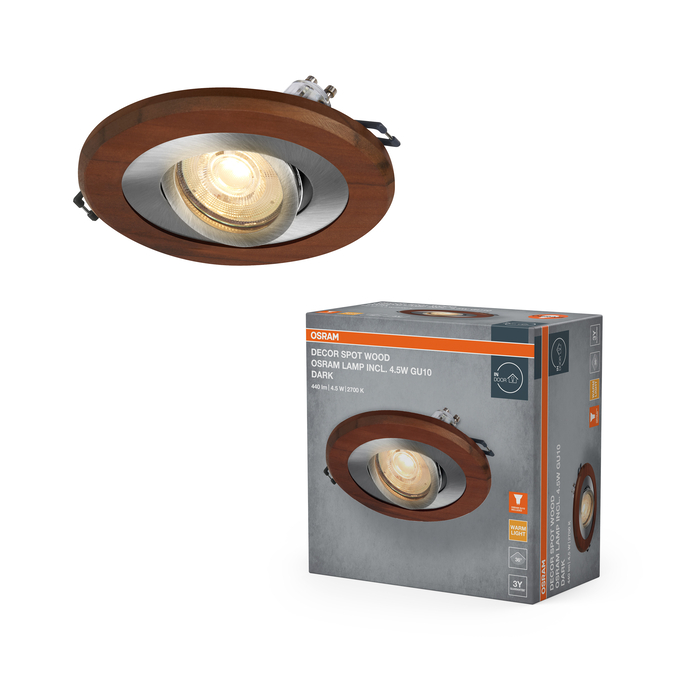 Wood Spot GU10 Dark  4.5W Satin Nickel Kombinirani snimak = Slika proizvoda + slika pakiranja