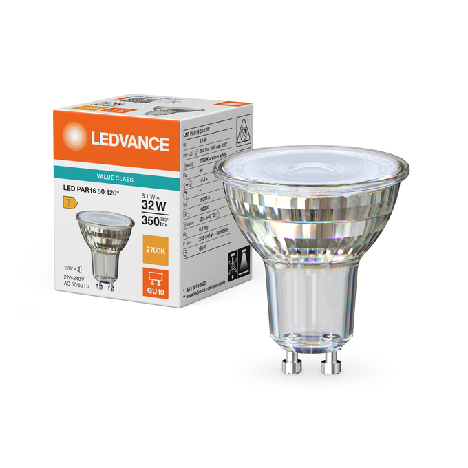 LED PAR16 50 120° V 3.1W 827 GU10 Kombinirani snimak = Slika proizvoda + slika pakiranja