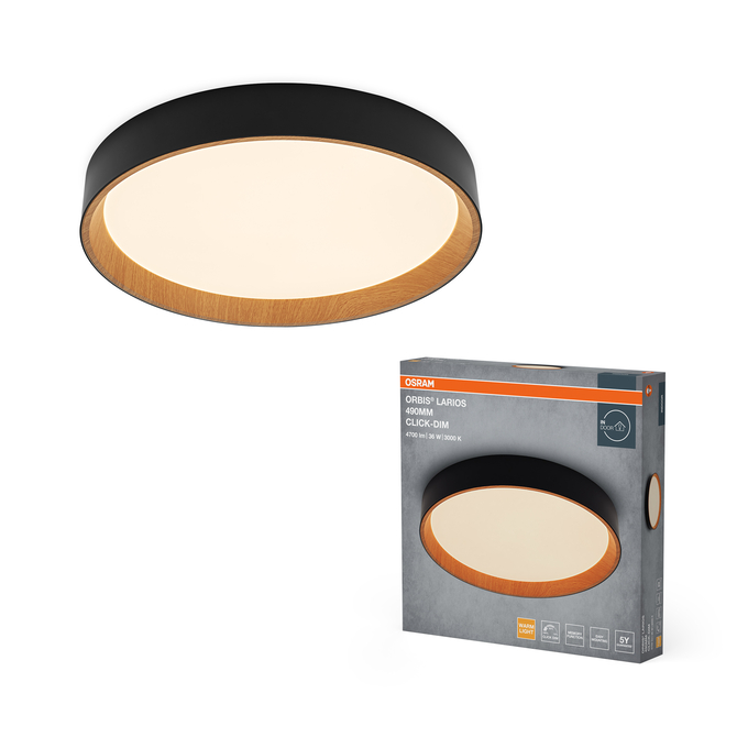 Orbis Larios 490mm 36W 830 Click DIM Wood Decor and Black Kombinirani snimak = Slika proizvoda + slika pakiranja