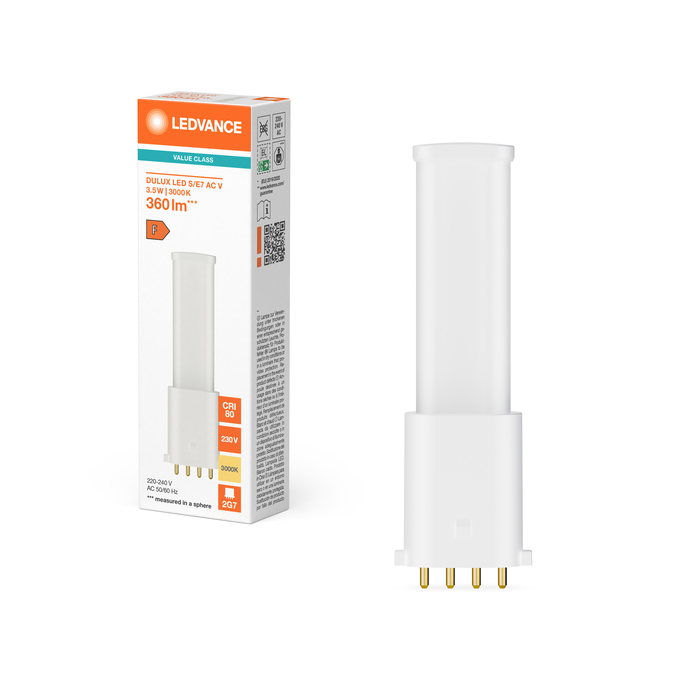DULUX LED S/E7 AC MAINS VALUE  3.5W 830 2G7 Fotografie combinată = Fotografiede prezentare + Imagine cu ambalaj