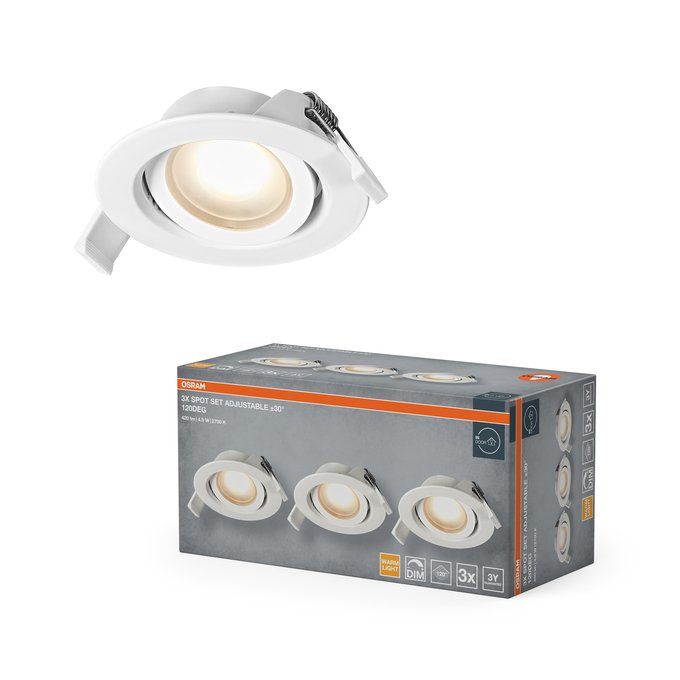 Spot Set Recess DIM 4.9W 827 120° White Kombinirani snimak = Slika proizvoda + slika pakiranja