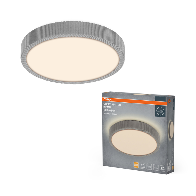 Orbis Matteo 285mm 16W 830 Click DIM Light Grey Kombinirani snimak = Slika proizvoda + slika pakiranja