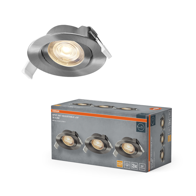 Spot Set Recess Adjustable 4.9W 827 36° Satin Nickel Kombinirani snimak = Slika proizvoda + slika pakiranja