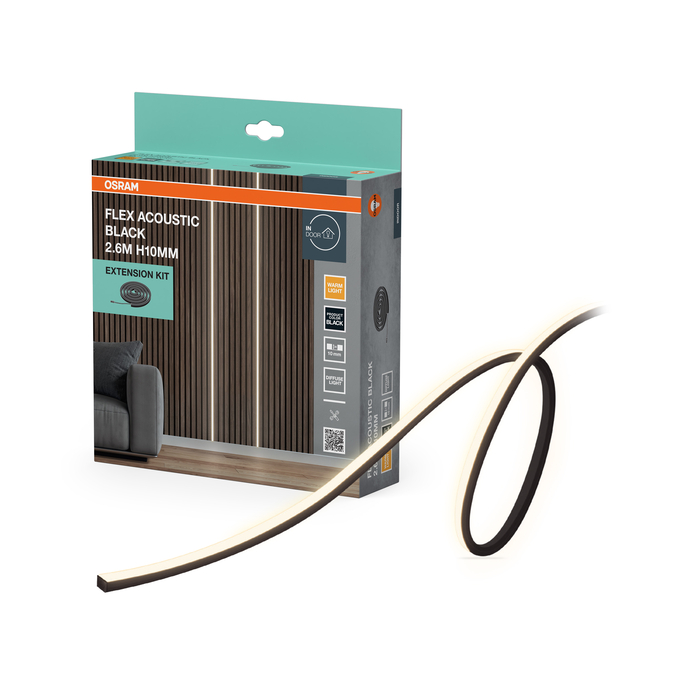 Flex Strip Acoustic Black 2.6m H10 mm 830 Extension Kit Fotografie combinată = Fotografiede prezentare + Imagine cu ambalaj