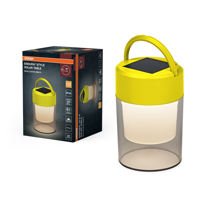 ENDURA Style Solar Table IP44 Yellow Kombinirani snimak = Slika proizvoda + slika pakiranja