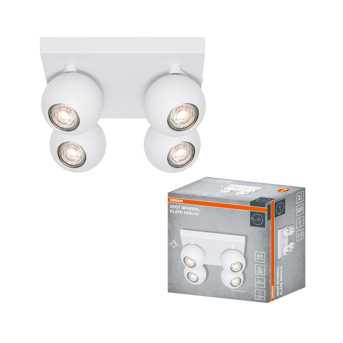 LED SPOT SPHERAL WHITE 4XGU10 PLATE Kombinirani snimak = Slika proizvoda + slika pakiranja