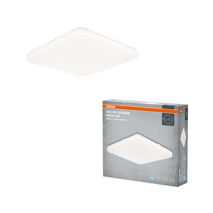 CEILING SQUARE 38x38cm 36W 6500K IP20 Kombinirani snimak = Slika proizvoda + slika pakiranja