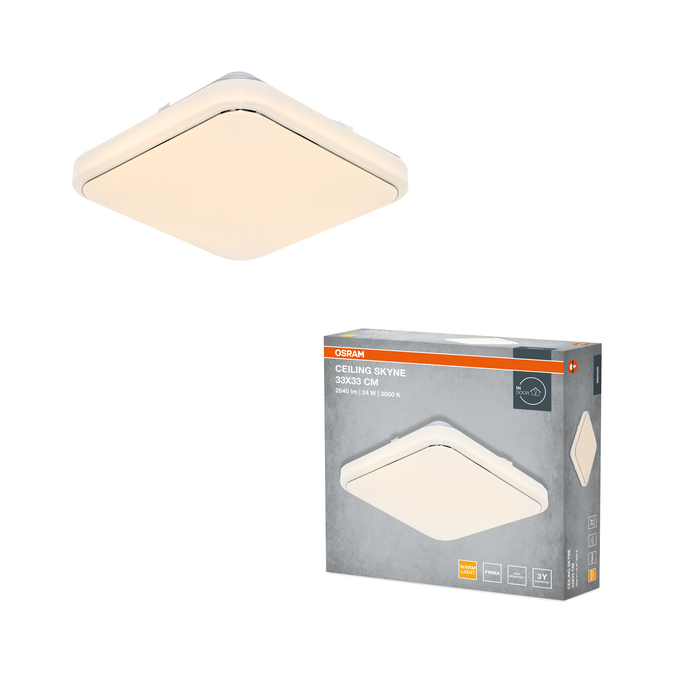 CEILING SKYNE SQUARE 33x33cm 24W 3000K IP20 Kombinirani snimak = Slika proizvoda + slika pakiranja