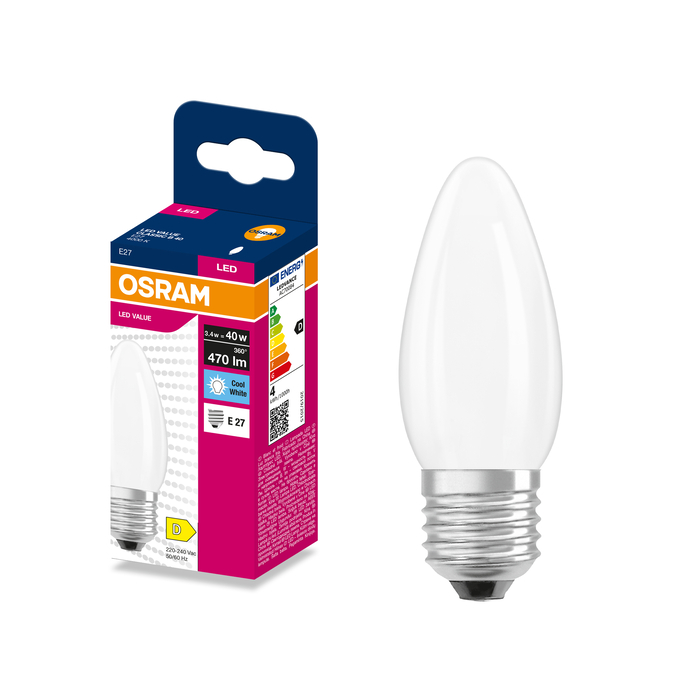LED Classic B 40 Filament  3.4W 4000K Frosted E27 Fotografie combinată = Fotografiede prezentare + Imagine cu ambalaj